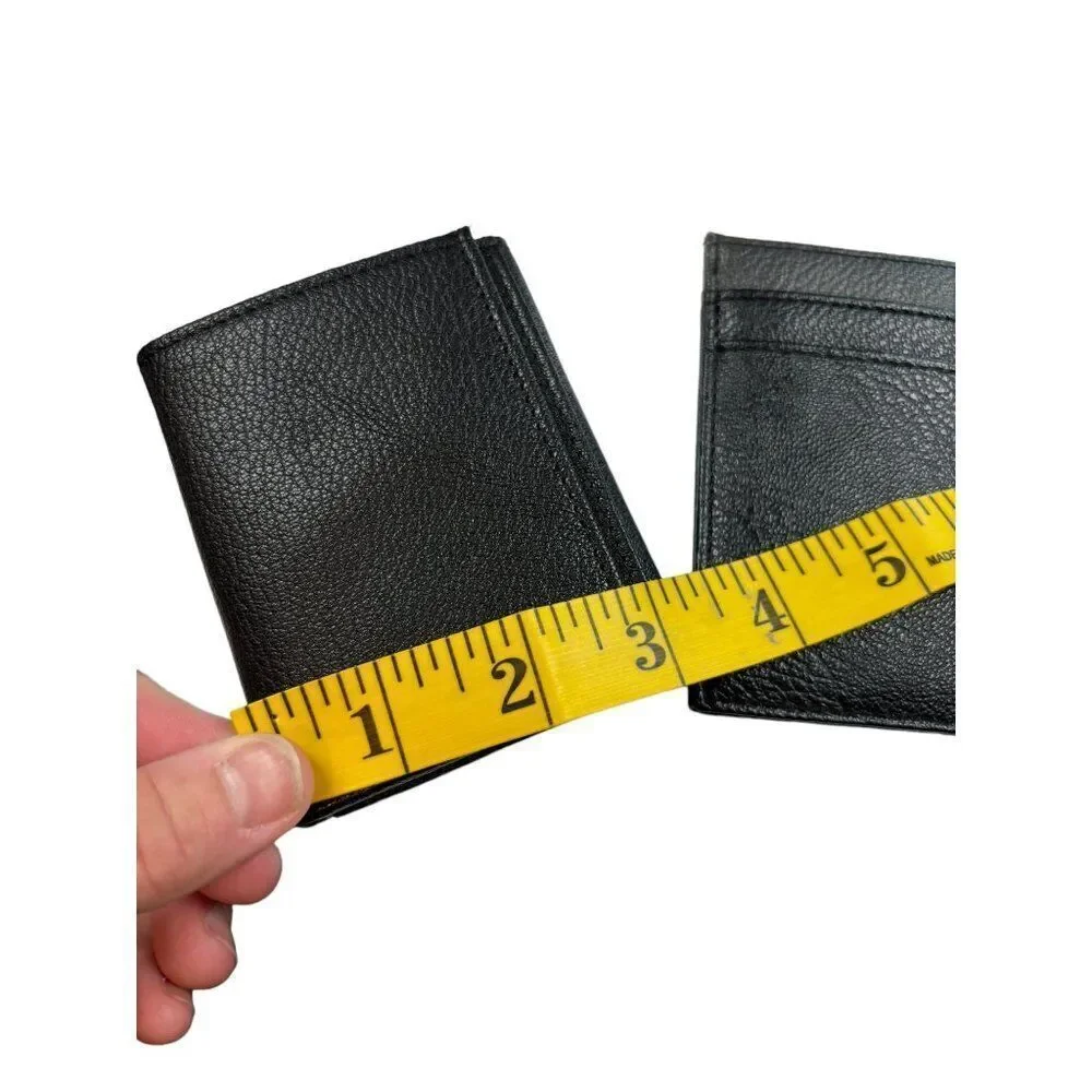 Men's Black Leather Wallet With Card Holder & ID Window